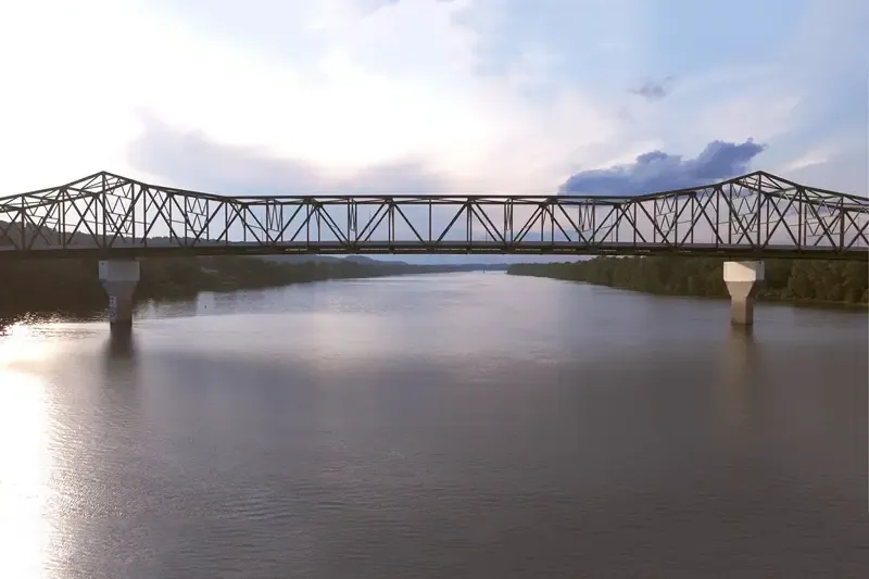 A bridge spanning the river in Huntington, West Virginia